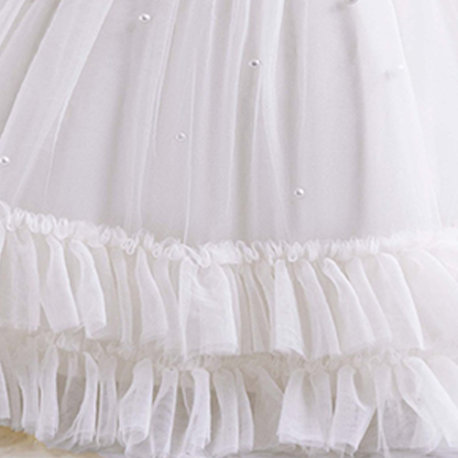 Mesh Rosette Folds Sequins Short Sleeve Mid-long Dresses - image 10