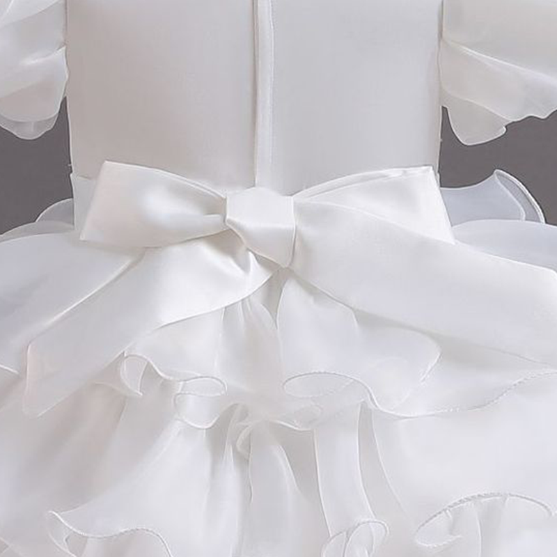 Organza Folds Sequins Bow Short Sleeve Mid-long Dresses - image 6