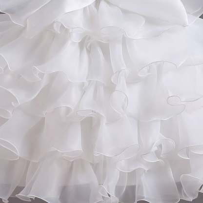 Organza Folds Sequins Bow Short Sleeve Mid-long Dresses - image 7