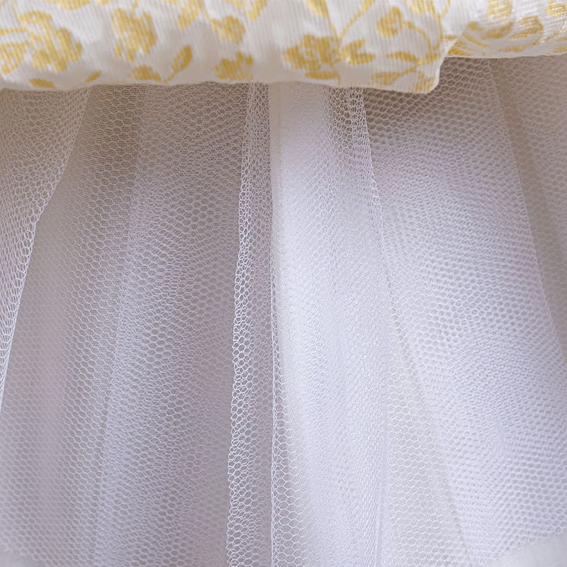 Chemical Fiber Blend Lace Bow Jacquard Short Sleeve Mid-long Dresses - image 8