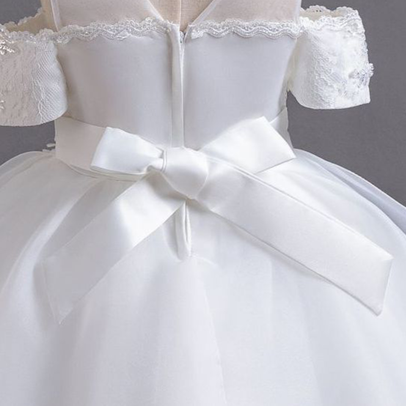 Organza Lace Bow Rosette Short Sleeve Maxi Dresses - image 8