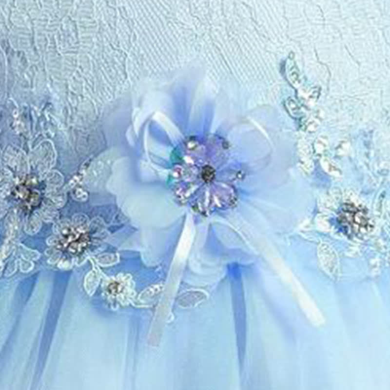 Organza Lace Bow Rosette Short Sleeve Maxi Dresses - image 27