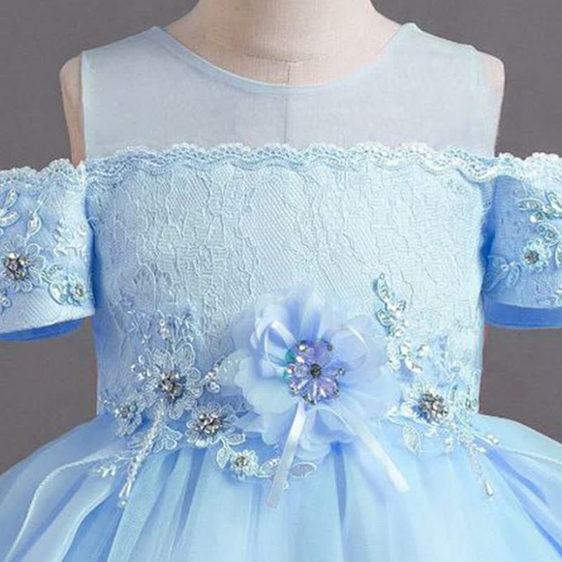 Organza Lace Bow Rosette Short Sleeve Maxi Dresses - image 28