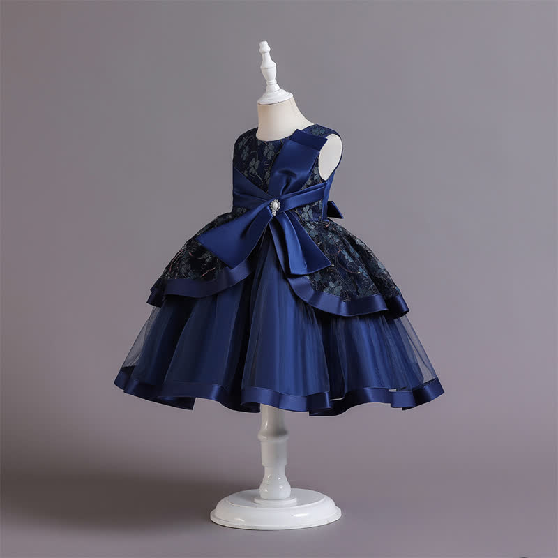 Satin Lace Bow Sleeveless Mid-long Dresses - image 10