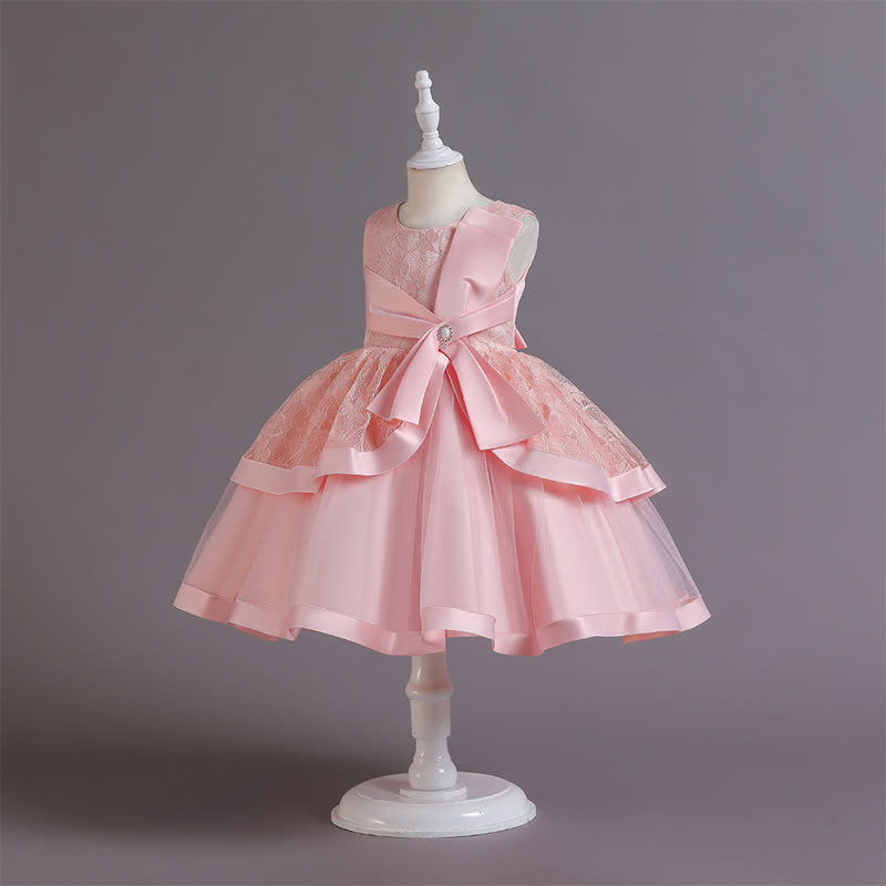 Satin Lace Bow Sleeveless Mid-long Dresses - image 2