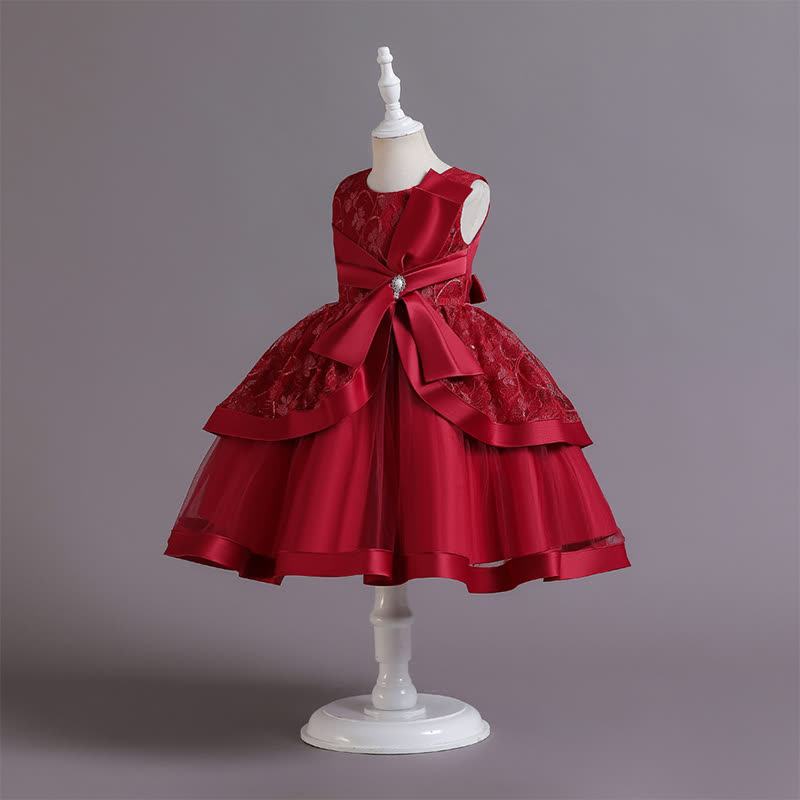 Satin Lace Bow Sleeveless Mid-long Dresses - image 18