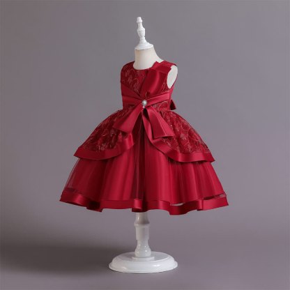 Satin Lace Bow Sleeveless Mid-long Dresses - image 18