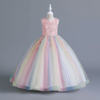 Chemical Fiber Blend Stitching Lace Sleeveless Maxi Dresses - image 2