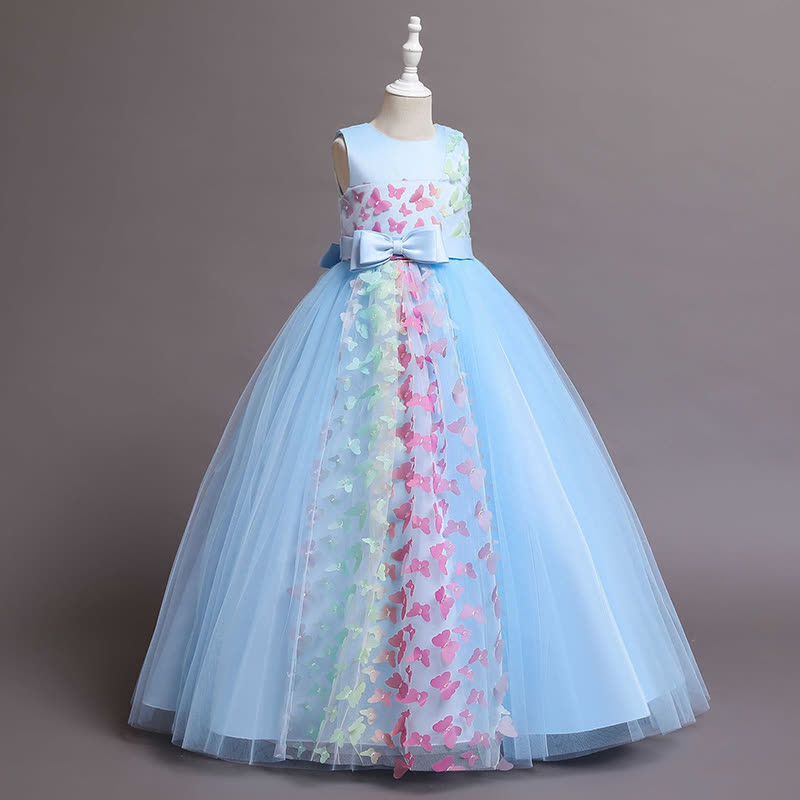 Satin Split Joint Sleeveless Maxi Dresses - Light Blue - 12-13Y - image 5