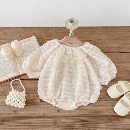 [Archive Sale] Lace Bow Long Sleeve Crop Bodysuit - image 2