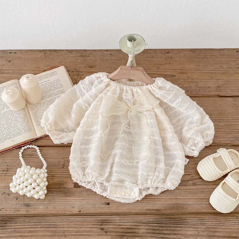 [Archive Sale] Lace Bow Long Sleeve Crop Bodysuit - image 2