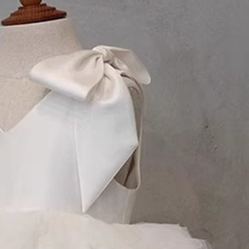 Satin Mesh Bow Sleeveless Midi Dresses - image 2