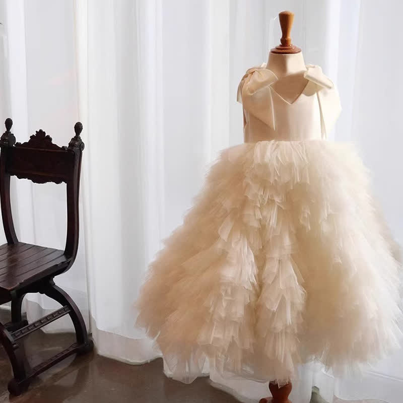 Satin Mesh Bow Sleeveless Midi Dresses - image 5