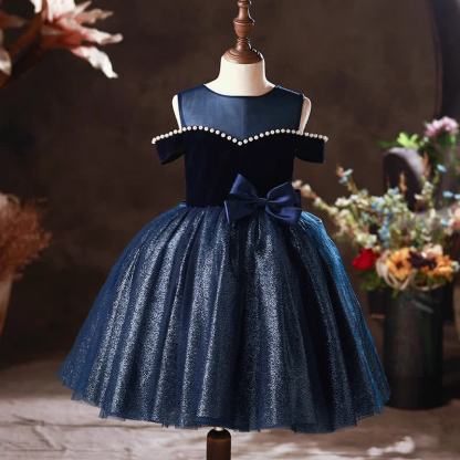 [Archive Sale] Mesh Split Joint Sleeveless Midi Dresses - Blue - 7-8Y【120cm】 - image 1