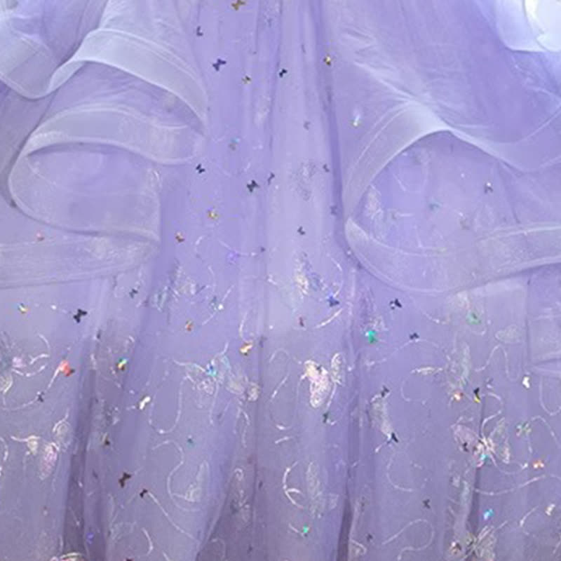 Chemical Fiber Blend Rosette Sequins Folds Short Sleeve Maxi Dresses - image 8