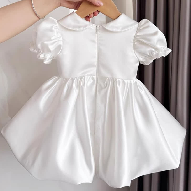 Chemical Fiber Blend Imitation Pearls Short Sleeve Mid-long Dresses - image 2