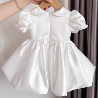 Chemical Fiber Blend Imitation Pearls Short Sleeve Mid-long Dresses - image 2