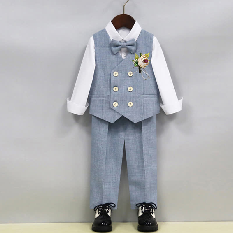 Chemical Fiber Blendlong Sleeveloose5-piece Formal Suit - Blue - 12-13Y - image 1