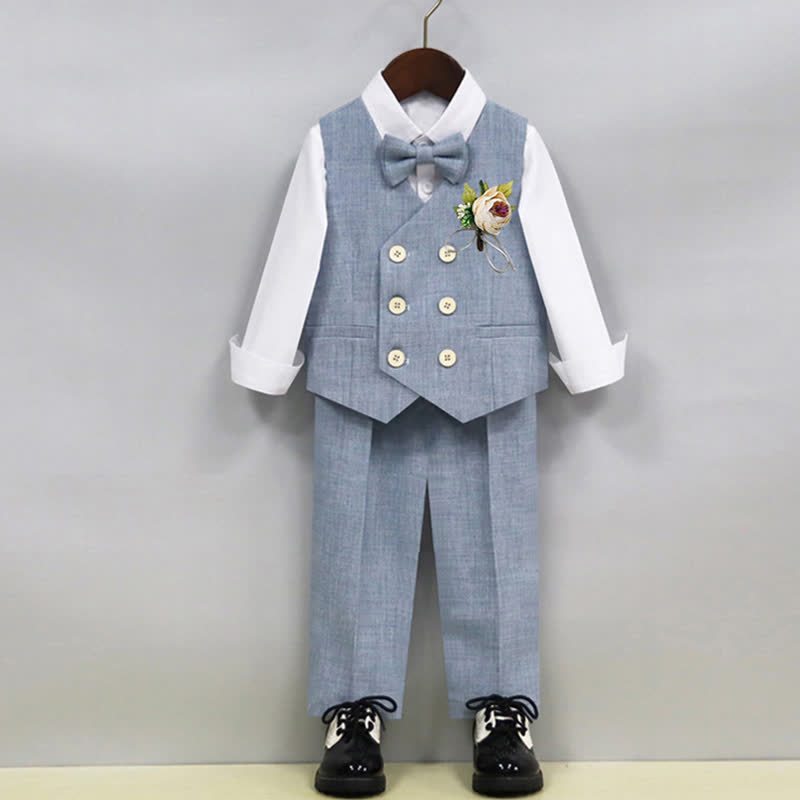 Chemical Fiber Blendlong Sleeveloose5-piece Formal Suit - Blue - 12-13Y - image 1