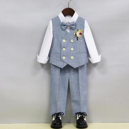 Chemical Fiber Blendlong Sleeveloose5-piece Formal Suit - Blue - 12-13Y - image 1