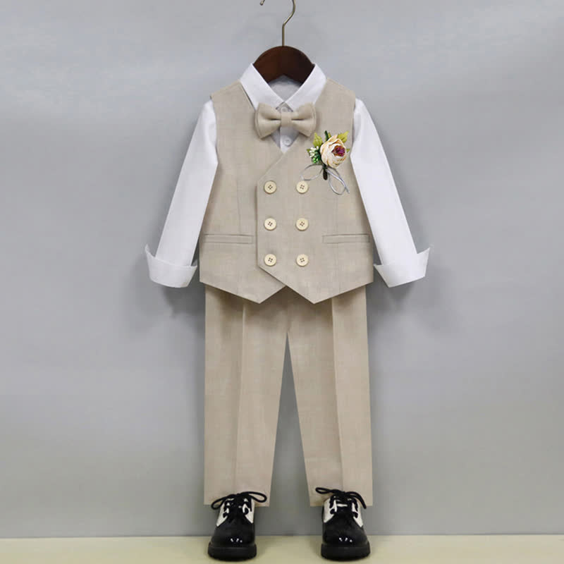 Chemical Fiber Blendlong Sleeveloose5-piece Formal Suit - Beige - 12-13Y - image 2