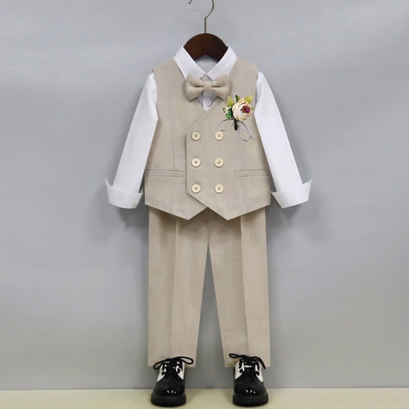 Chemical Fiber Blendlong Sleeveloose5-piece Formal Suit - Beige - 12-13Y - image 2