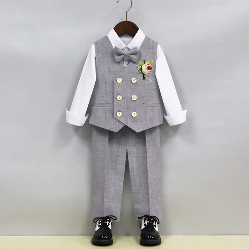 Chemical Fiber Blendlong Sleeveloose5-piece Formal Suit - Grey - 12-13Y - image 10