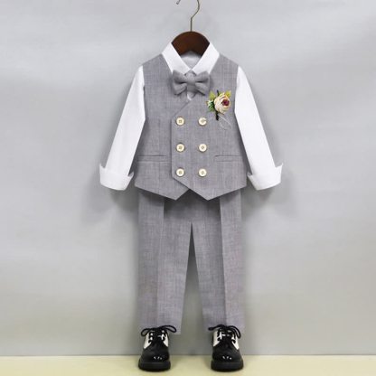 Chemical Fiber Blendlong Sleeveloose5-piece Formal Suit - Grey - 12-13Y - image 10