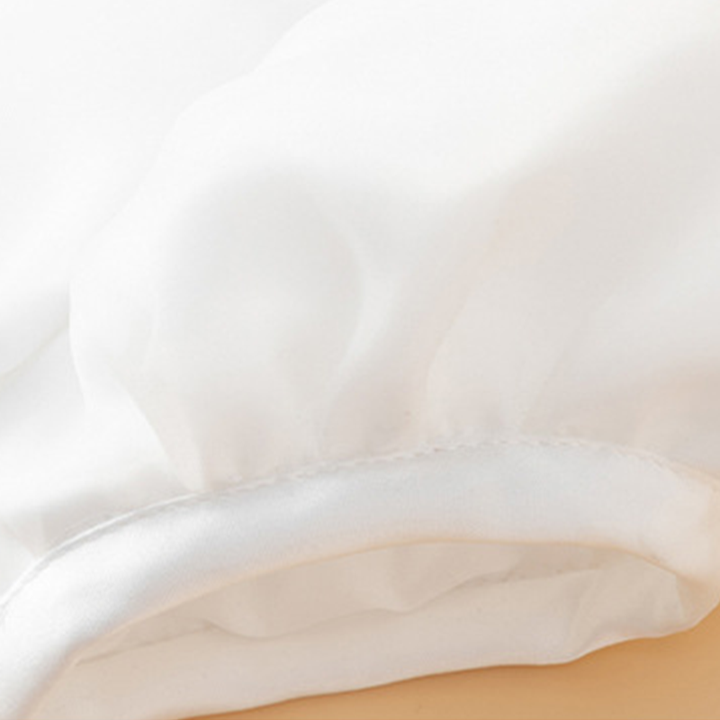 Chemical Fiber Blend Embroidery Bow Short Sleeve Mid-long Dresses - image 8