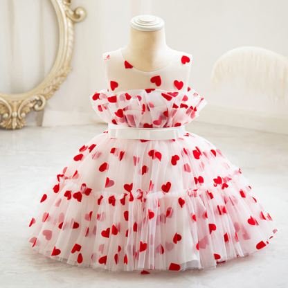 Mesh Split Joint Sleeveless Midi Dresses - White&Pink - 8-9Y - image 1