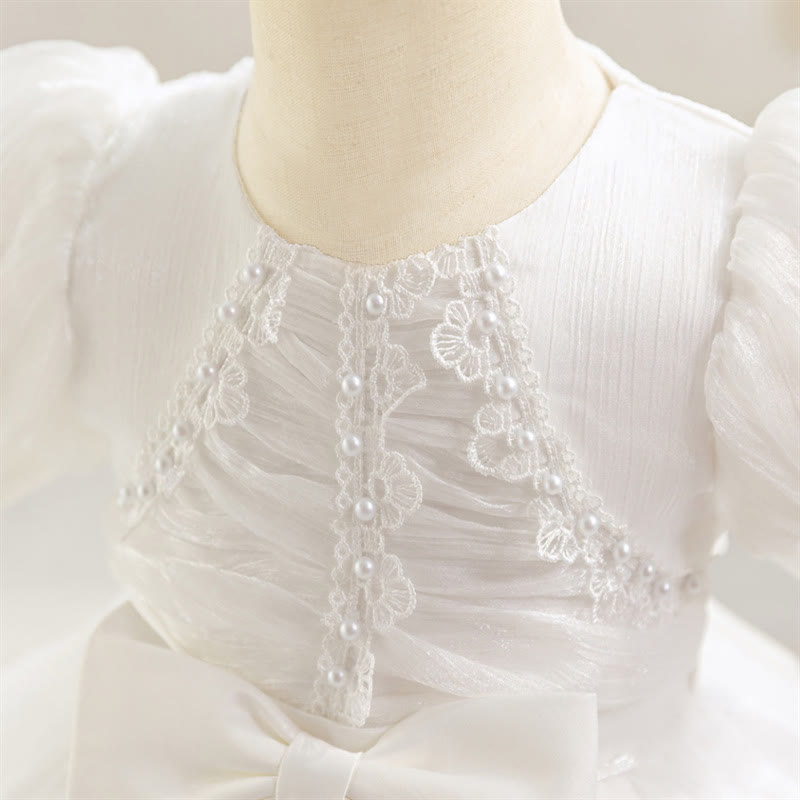 Chemical Fiber Blend Bow Folds Short Sleeve Midi Dresses - image 4