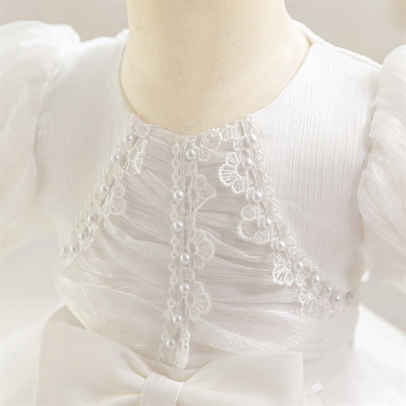 Chemical Fiber Blend Bow Folds Short Sleeve Midi Dresses - image 4