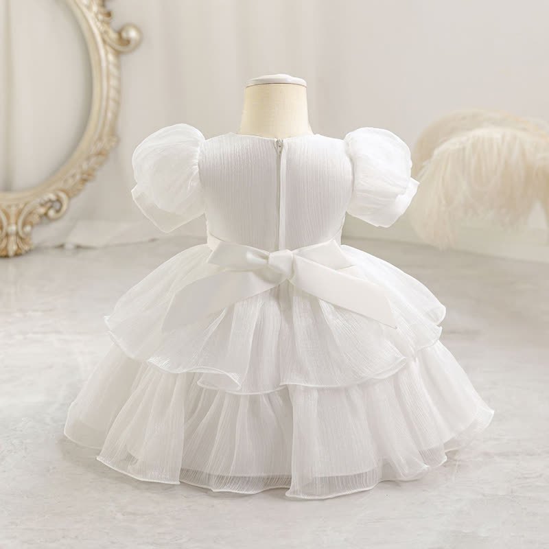 Chemical Fiber Blend Bow Folds Short Sleeve Midi Dresses - image 3