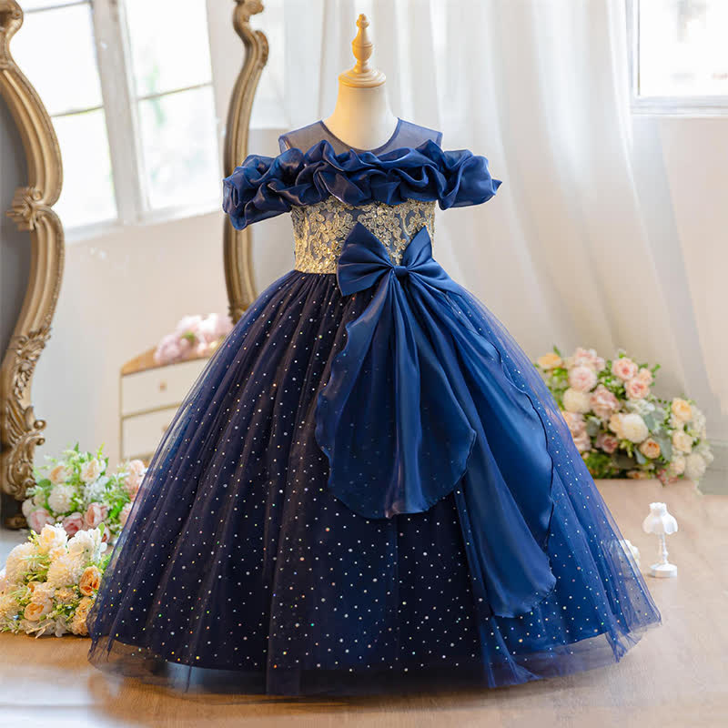 Mesh Bow Ruched Short Sleeve Maxi Dresses - image 2