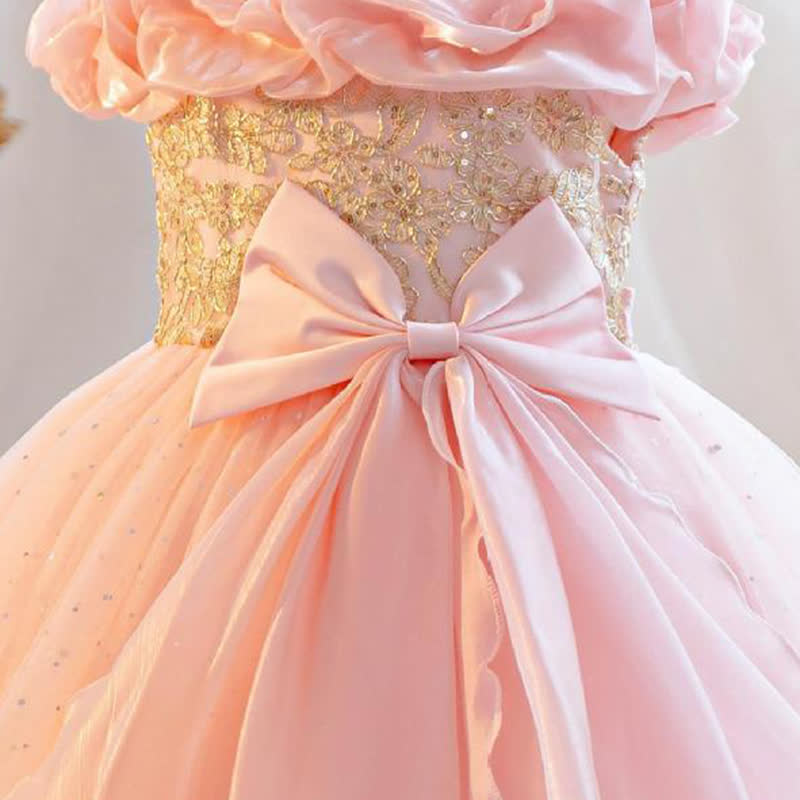 Mesh Bow Ruched Short Sleeve Maxi Dresses - image 15