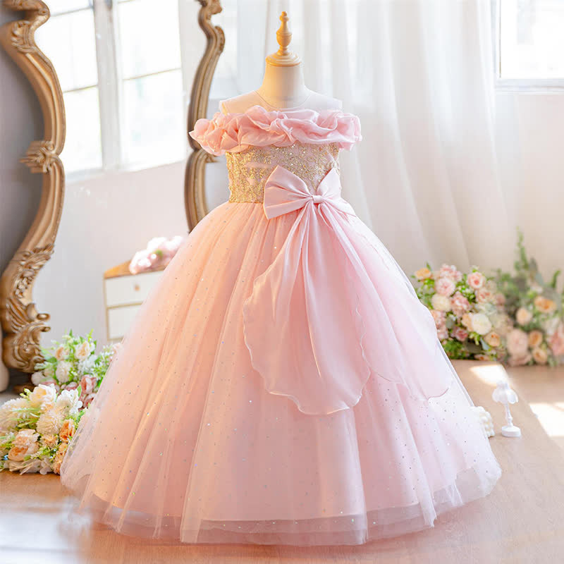 Mesh Bow Ruched Short Sleeve Maxi Dresses - image 13