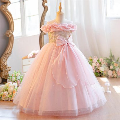 Mesh Bow Ruched Short Sleeve Maxi Dresses - image 13