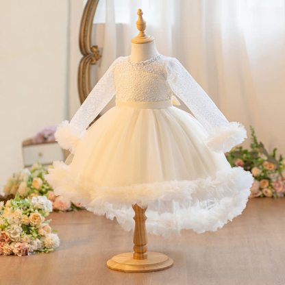 Embroidery Mesh Piping Long Sleeve Midi Dresses - image 2