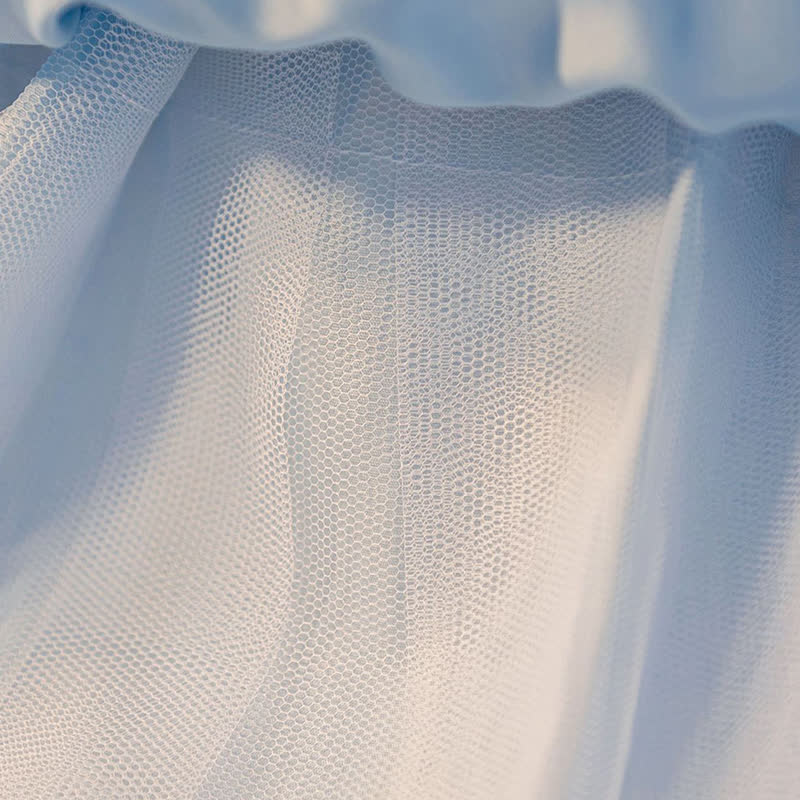 Embroidery Mesh Piping Long Sleeve Midi Dresses - image 26