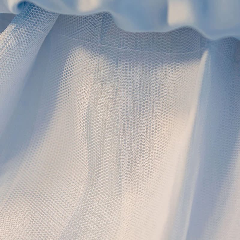Embroidery Mesh Piping Long Sleeve Midi Dresses - image 26