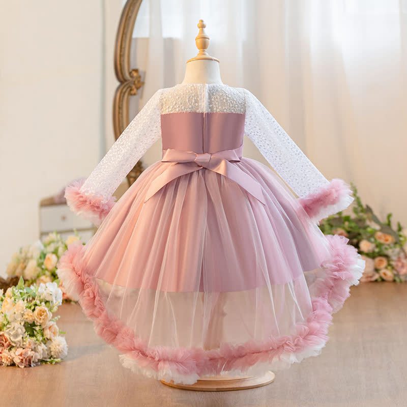 Embroidery Mesh Piping Long Sleeve Midi Dresses - image 15