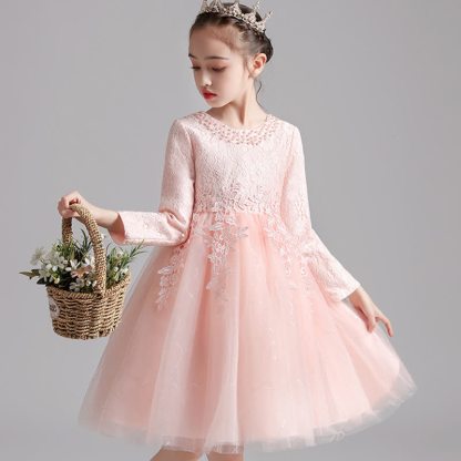 Lace Pearl Applique Long Sleeve Midi Dresses - image 5