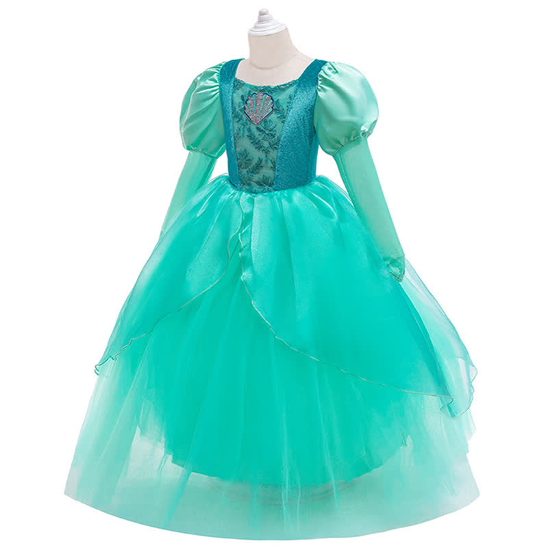 [Archive Sale] Chemical Fiber Blend Lace Folds Long Sleeve Maxi Dresses - image 3