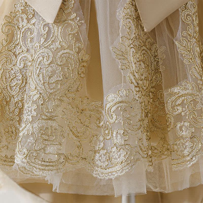 Mesh Lace Bow Long Sleeve Maxi Dresses - image 15