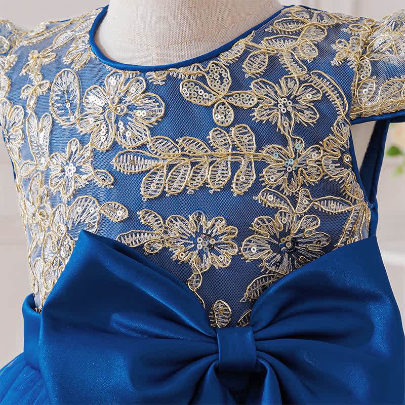 Mesh Lace Bow Long Sleeve Maxi Dresses - image 20