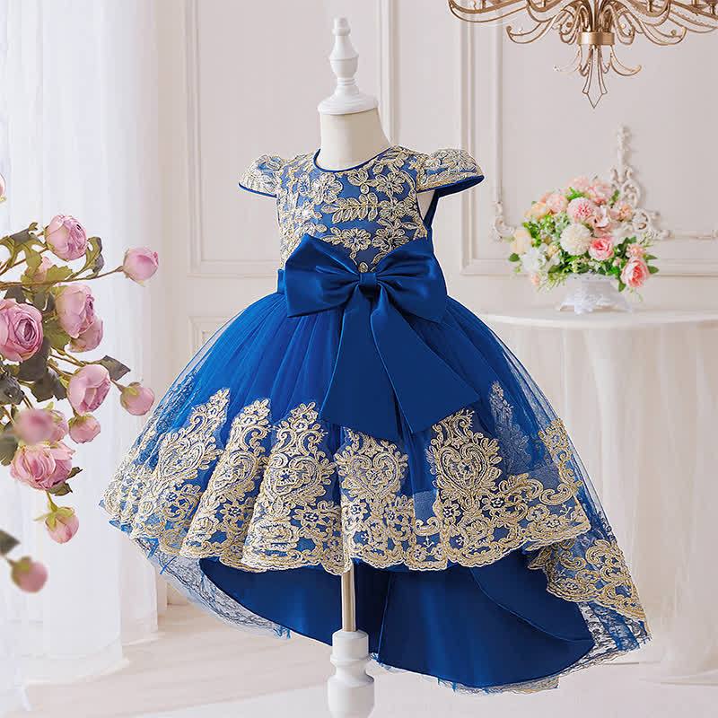 Mesh Lace Bow Long Sleeve Maxi Dresses - image 18