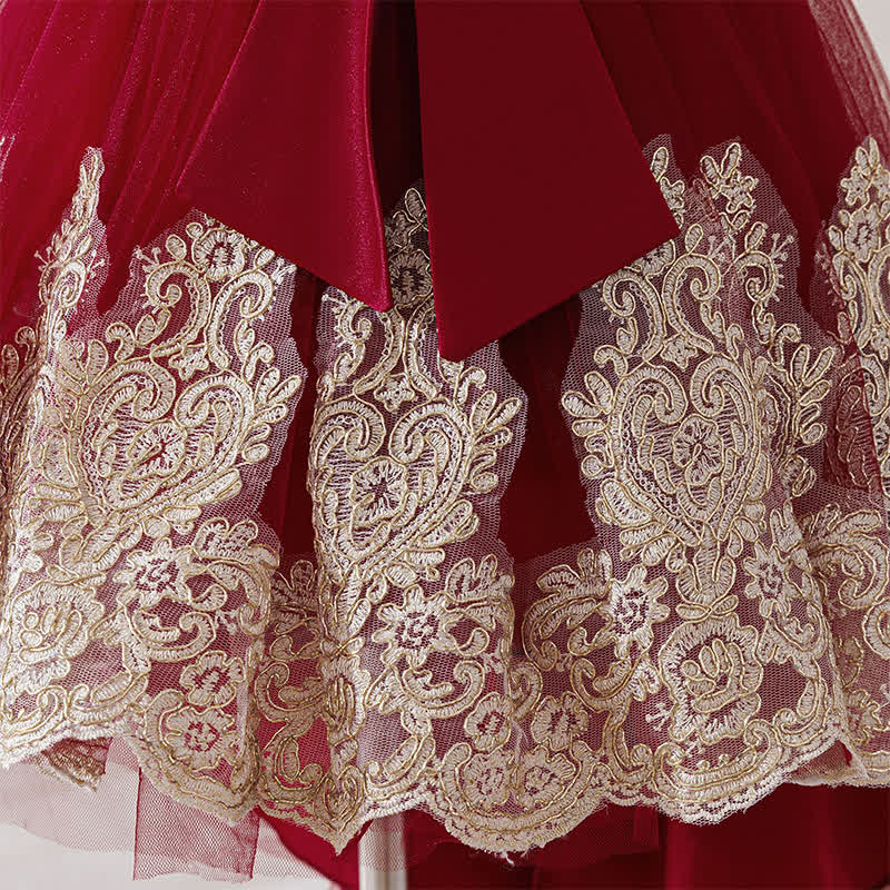 Mesh Lace Bow Long Sleeve Maxi Dresses - image 39