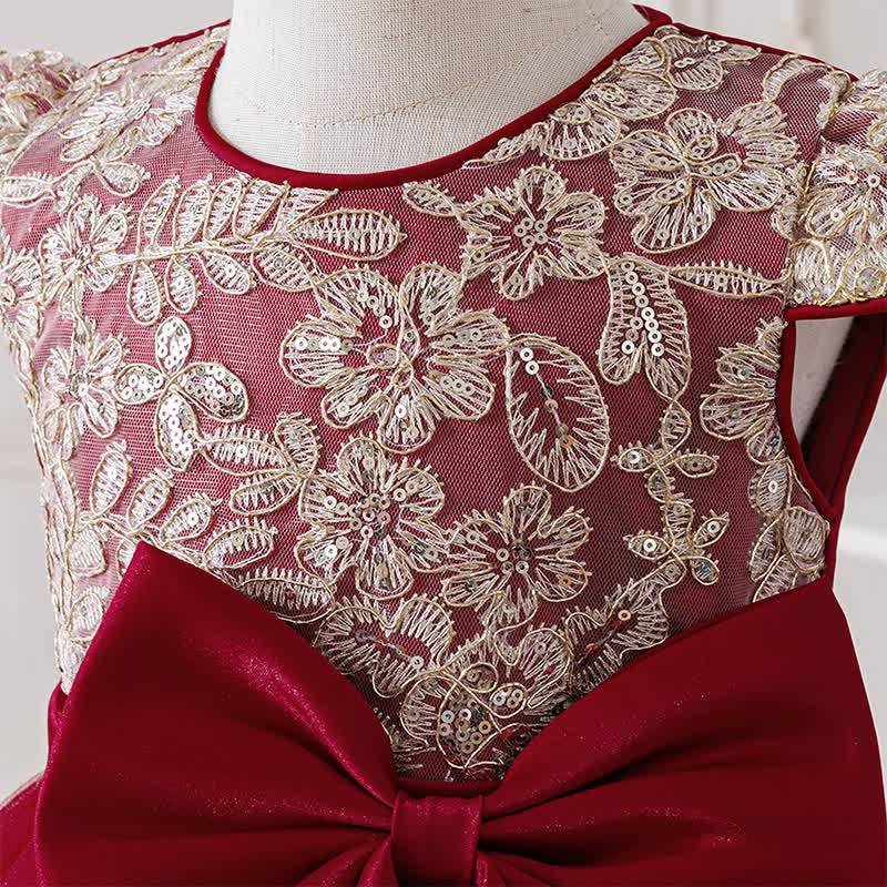 Mesh Lace Bow Long Sleeve Maxi Dresses - image 36