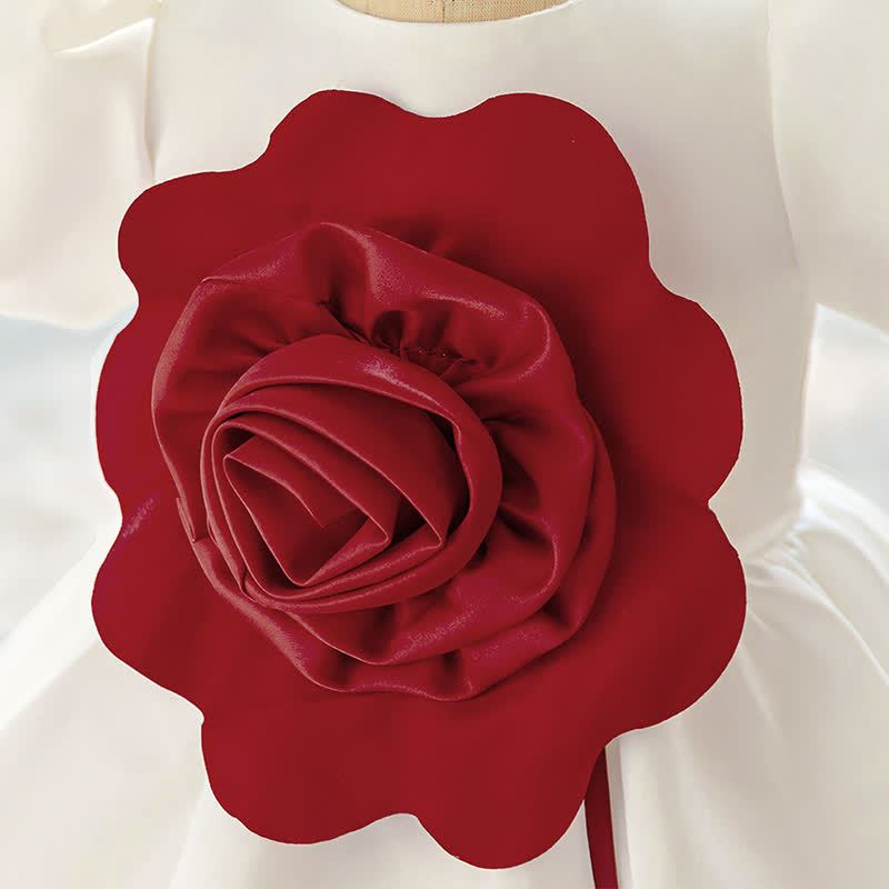 Satin Rosette Short Sleeve Mid-long Dresses - image 12