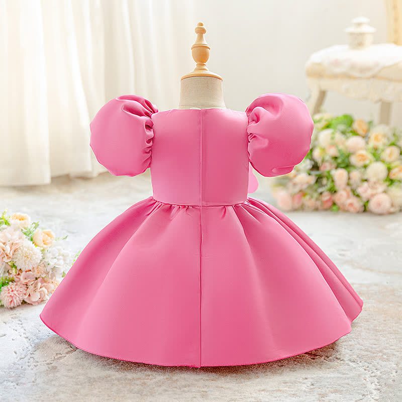 Satin Rosette Short Sleeve Mid-long Dresses - image 3